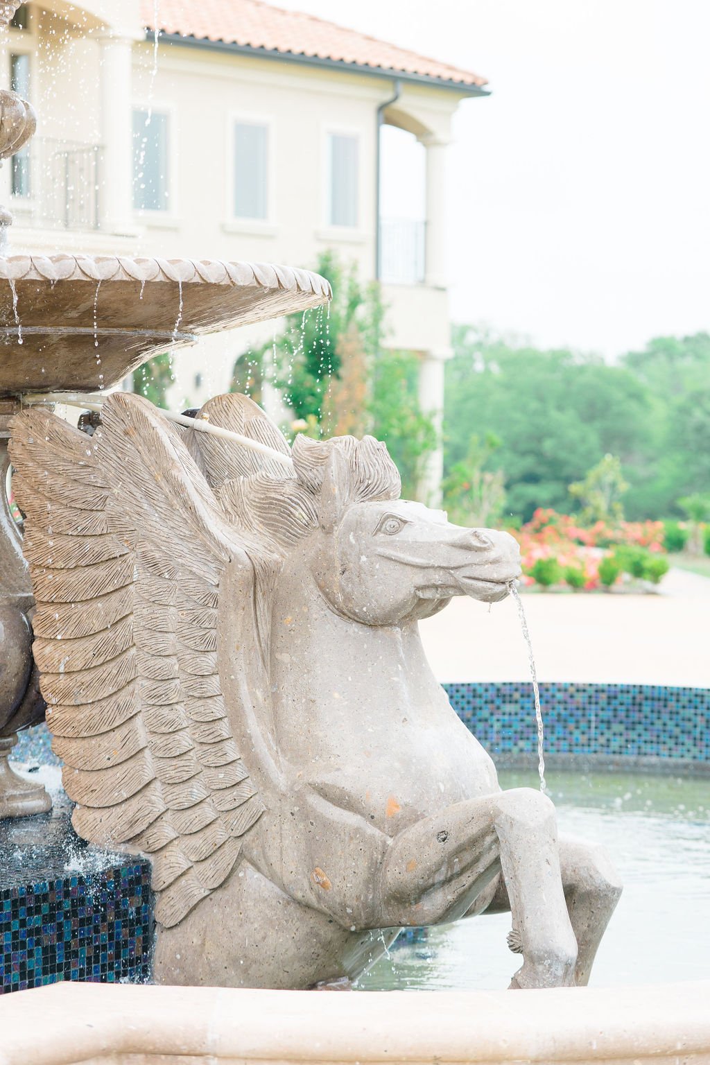 Equestrian fountain at wedding venue