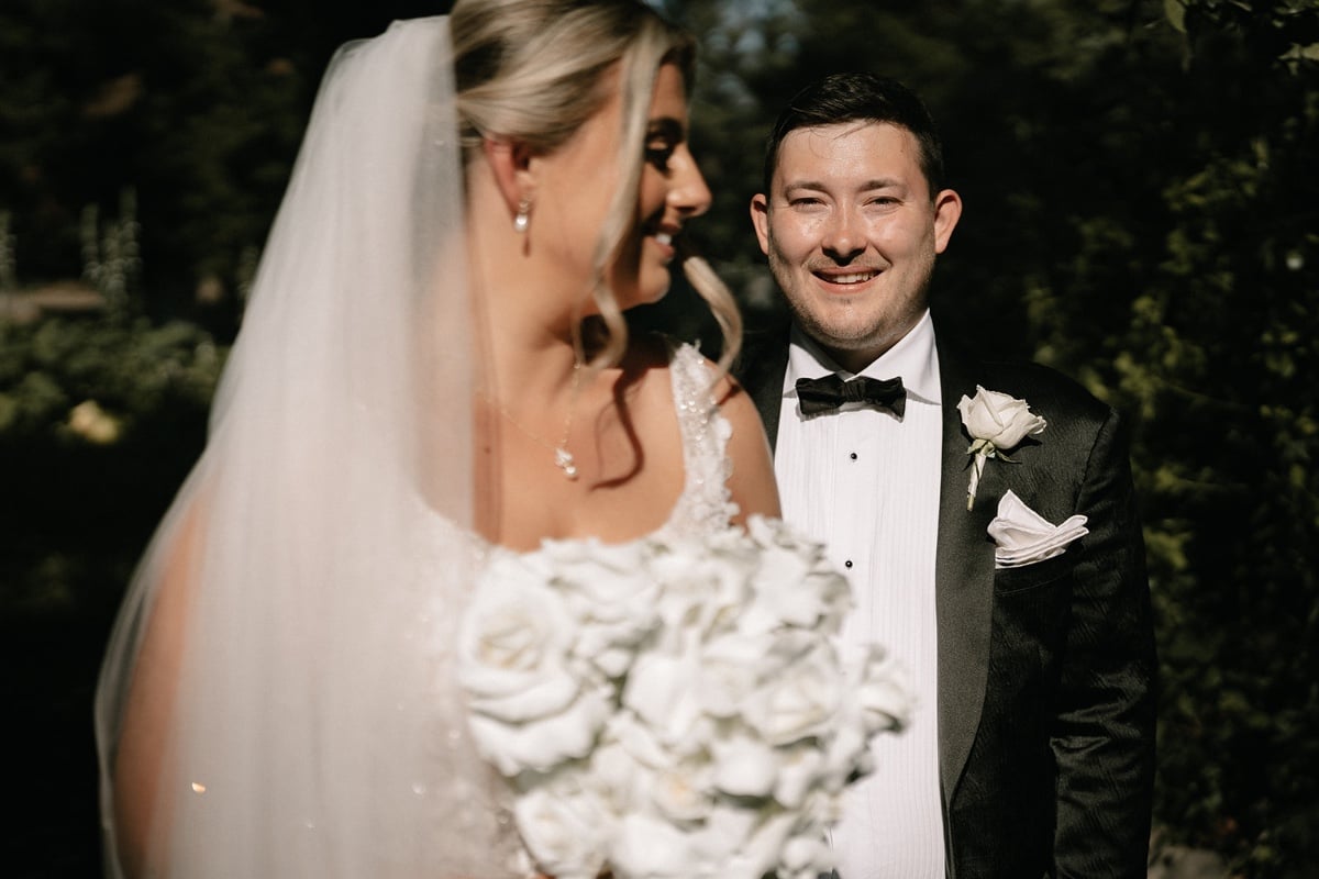 Classically elegant bride and groom 