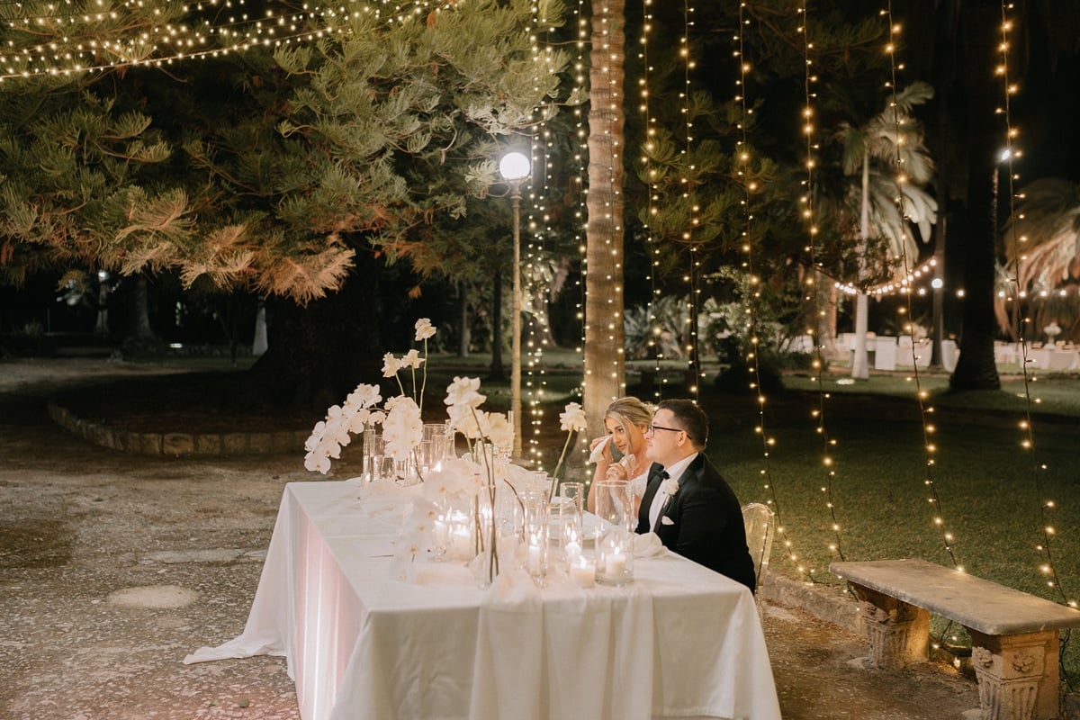 Bride crying at wedding speech 