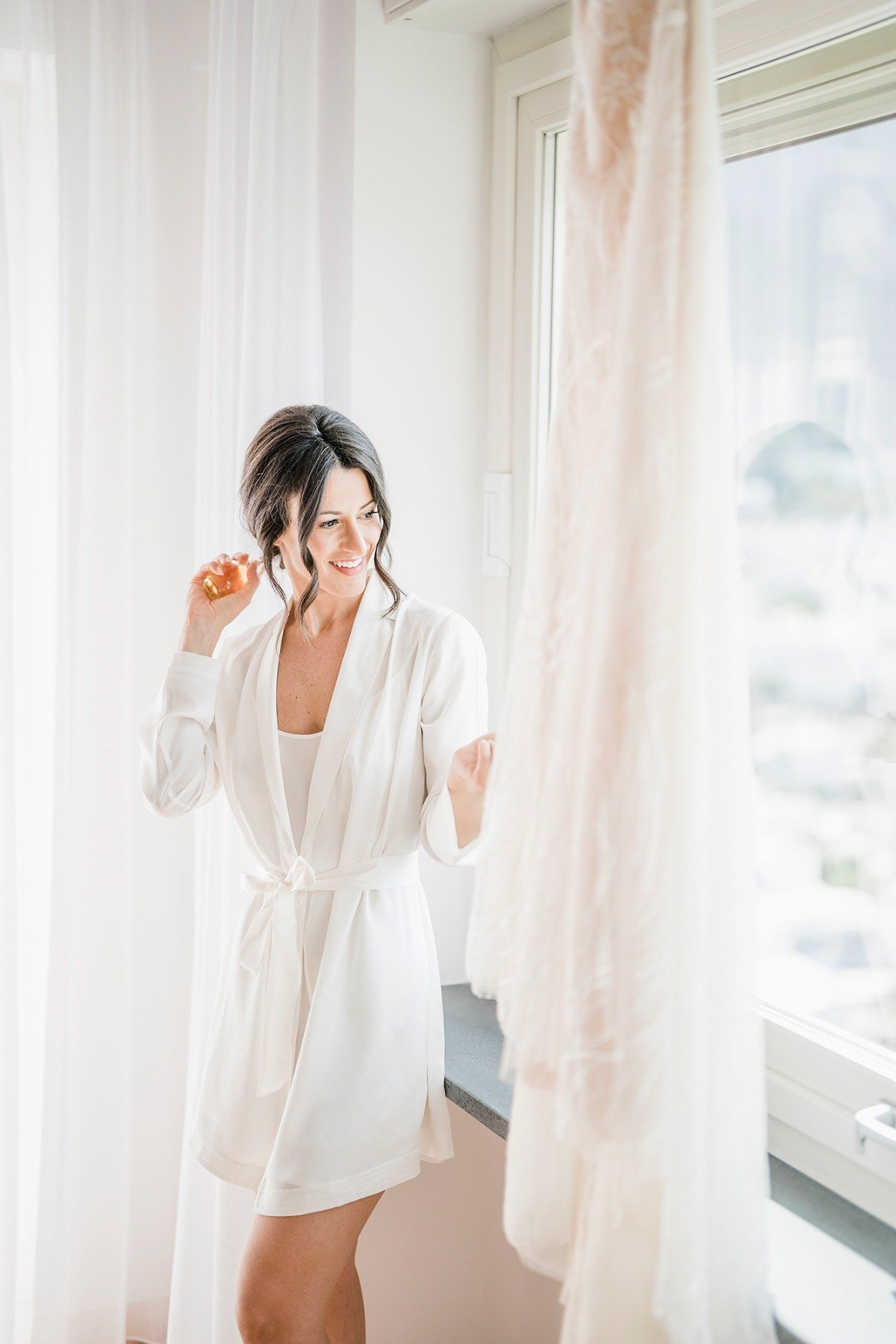 plain white silk robe