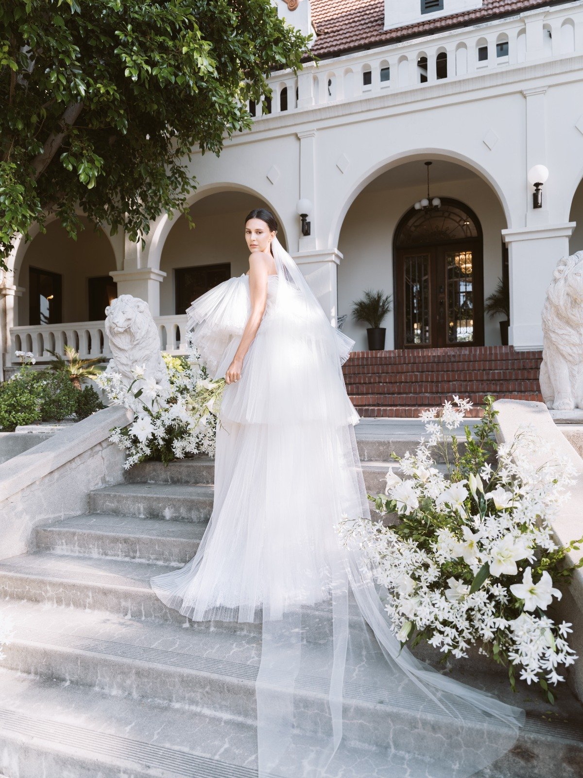 tulle ruffle wedding dress