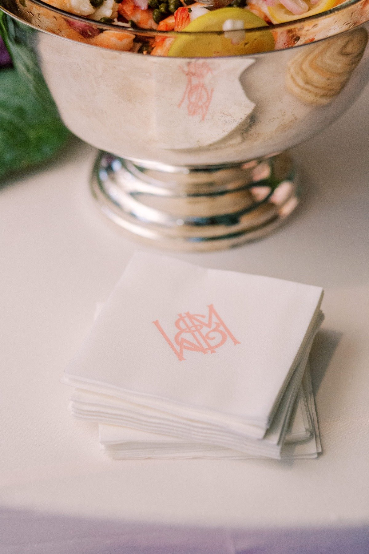 Custom pink wedding napkins 