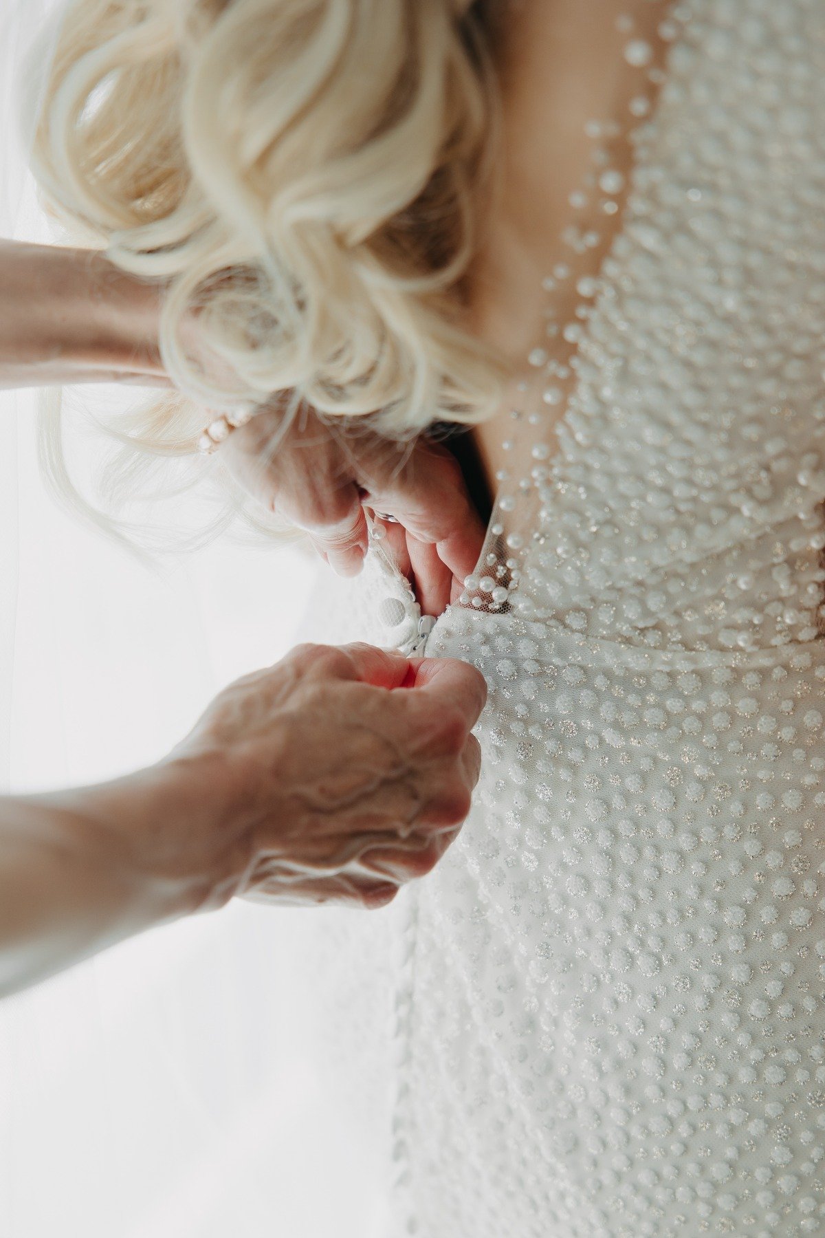 polka dot textured wedding dress