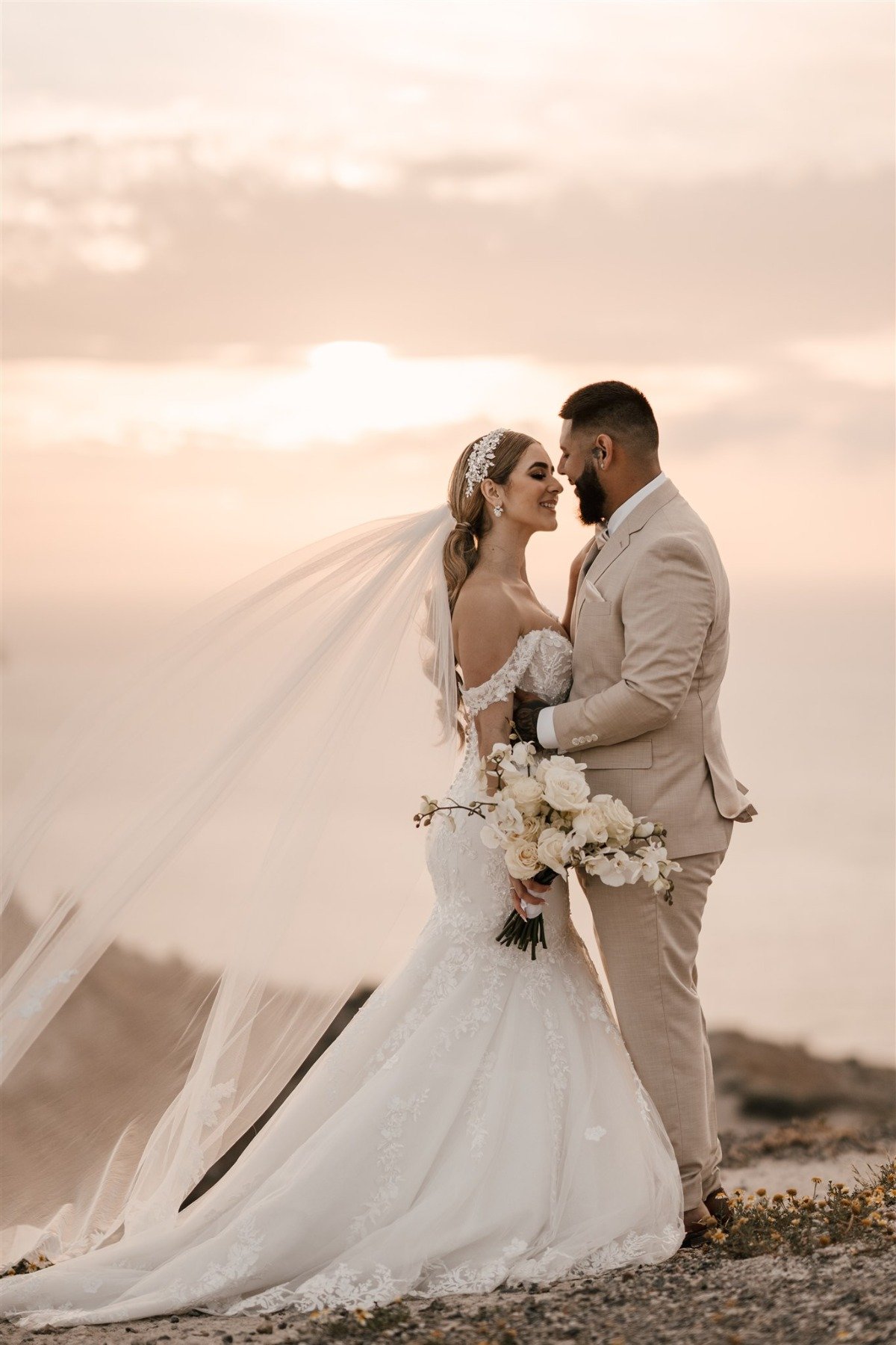 lace trimmed cathedral veil