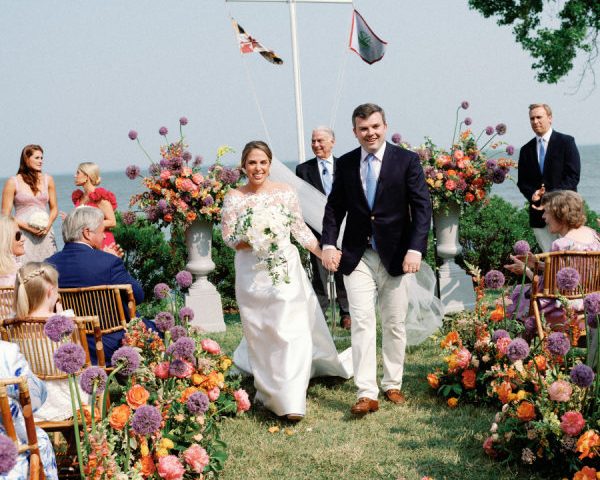 A Summer Yacht Club Wedding Where Preppy Pattern Play Meets Classic Style