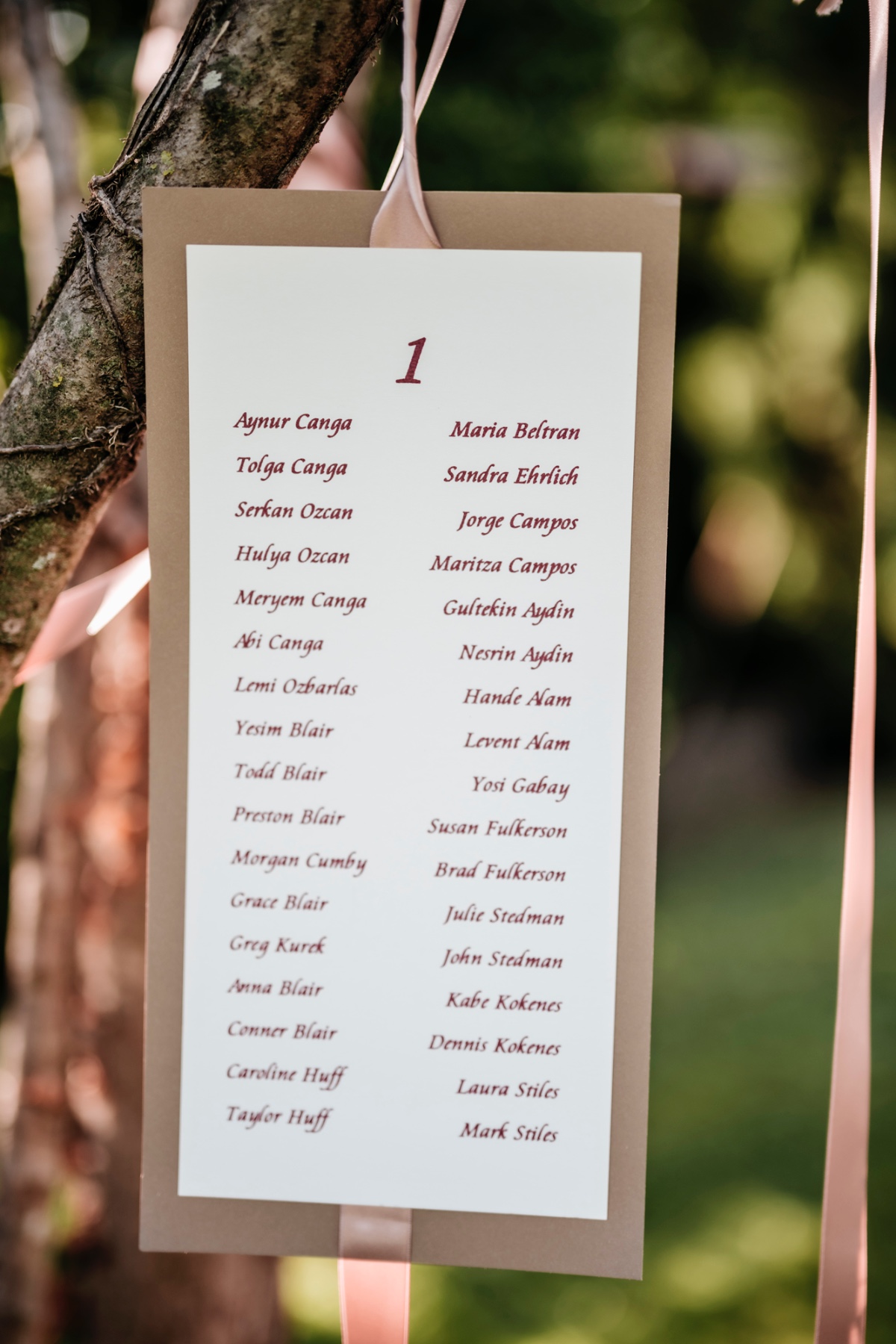 natural escort card display