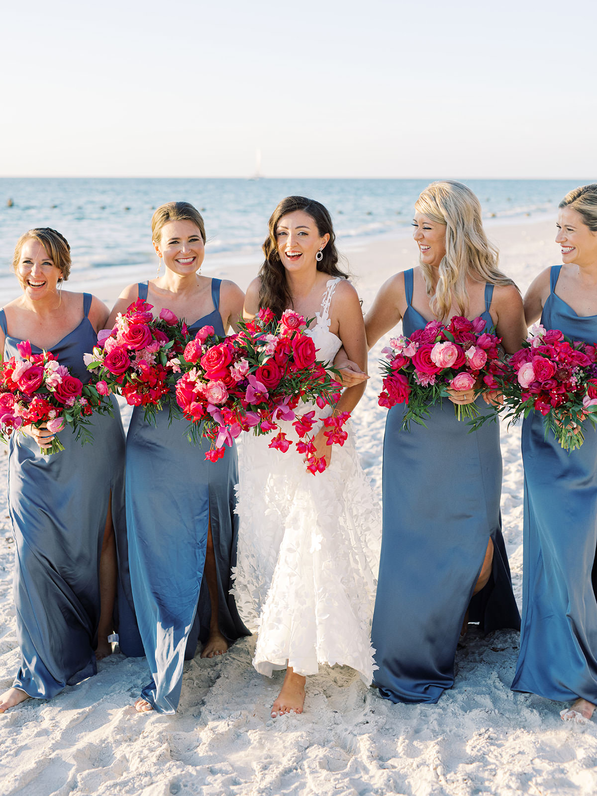 Greece destination wedding with bougainvillea