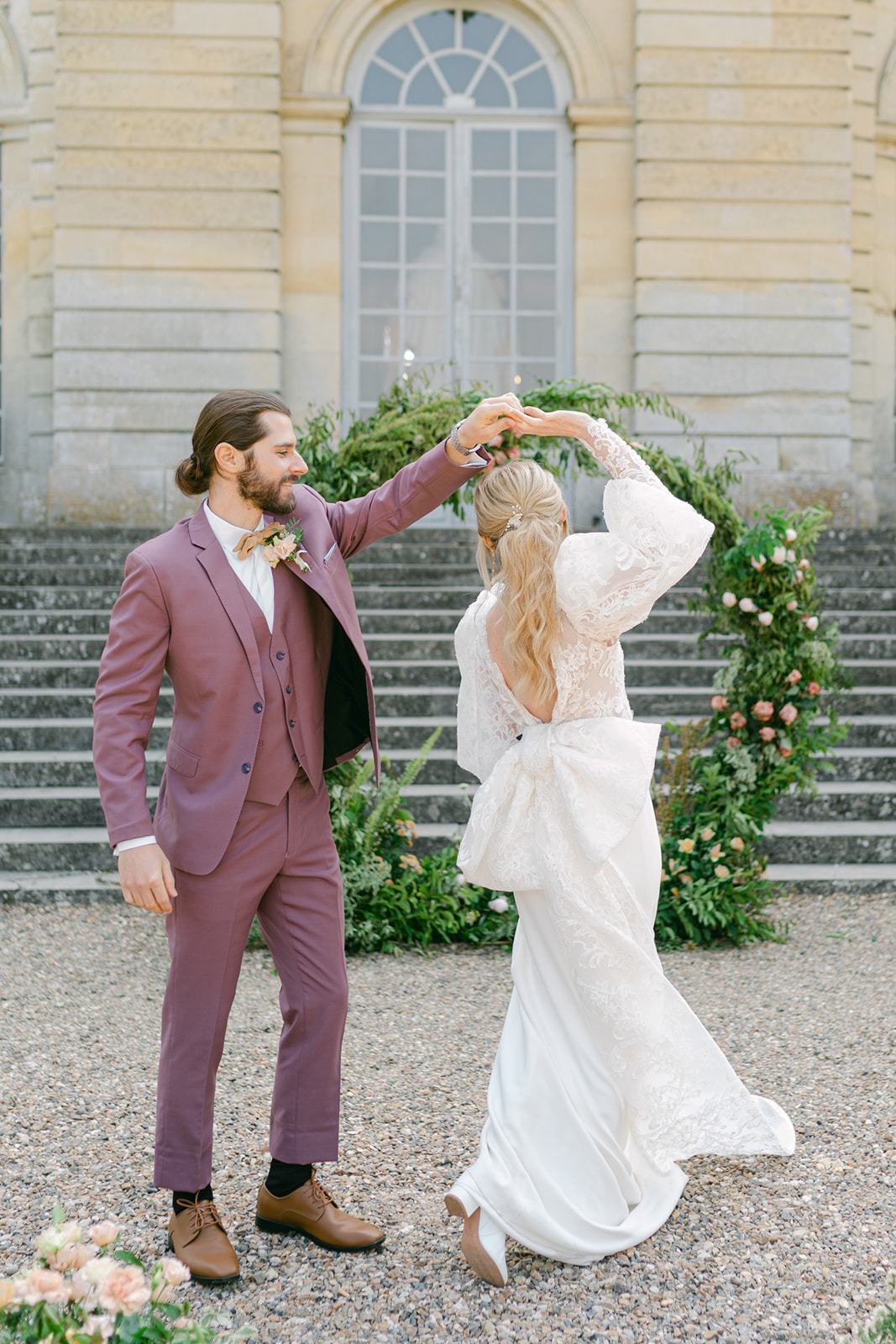 mauve wedding suit