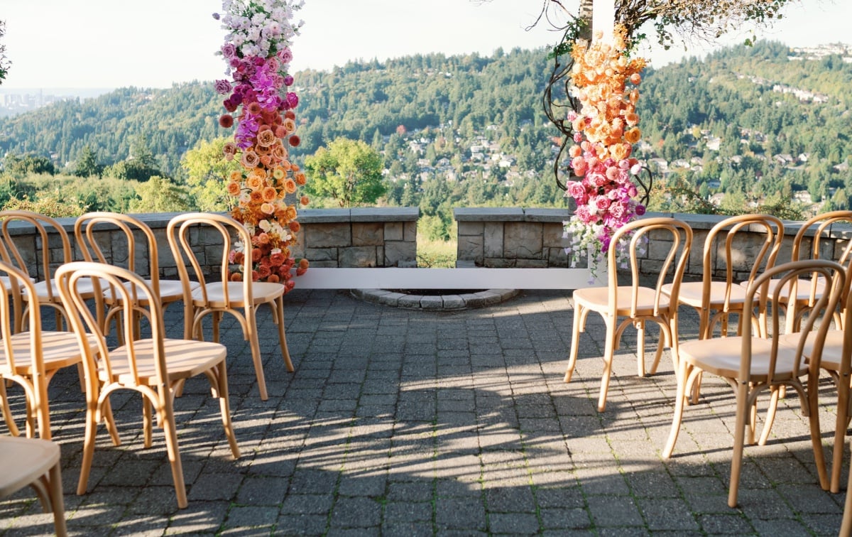 rainbow square floral installation