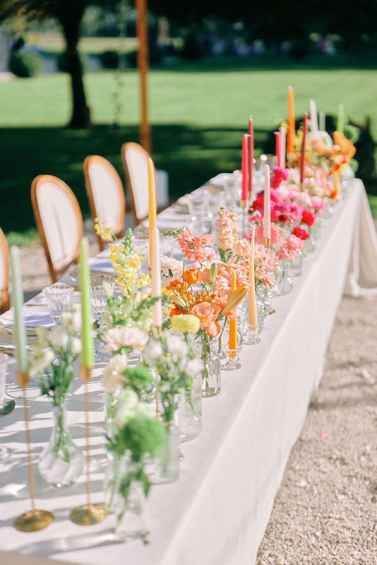 Rainbow reception table decor 