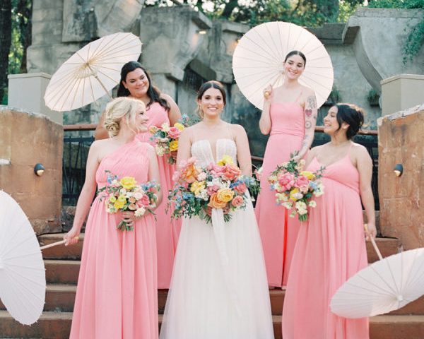 A Colorful Celebration at Villa Antonia With a Spectacular 6-Foot Floral Arch