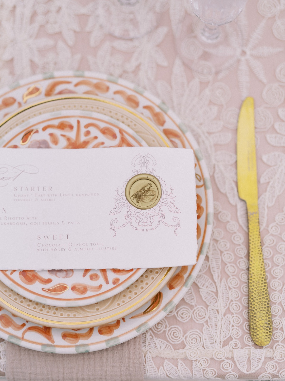 wax sealed wedding menu