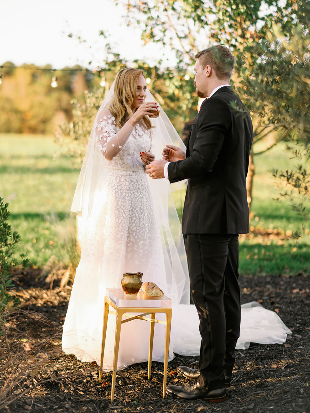 Flower Aisle Wedding Canary Lichen Hues Backyard Wedding