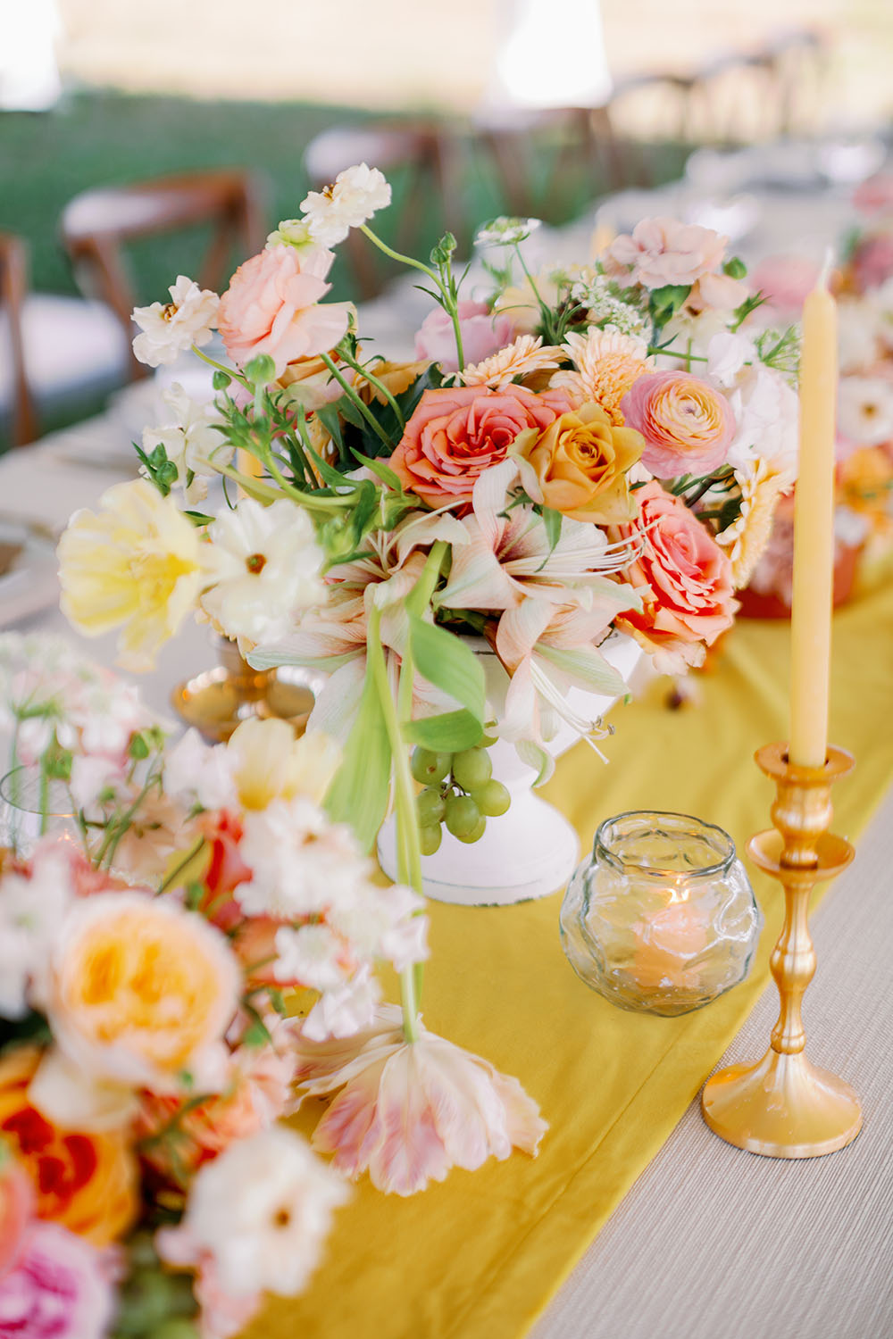 Flower Aisle Wedding Canary Lichen Hues Backyard Wedding