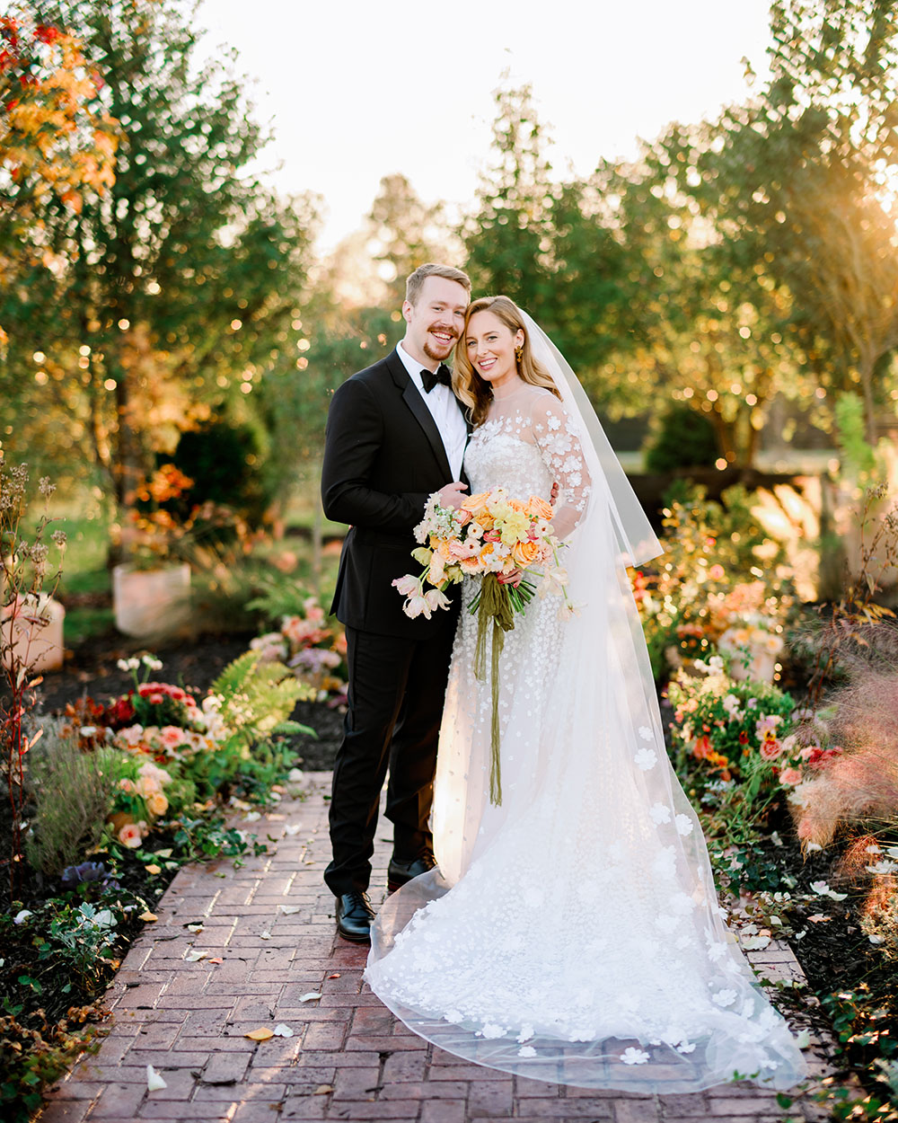 Flower Aisle Wedding Canary Lichen Hues Backyard Wedding