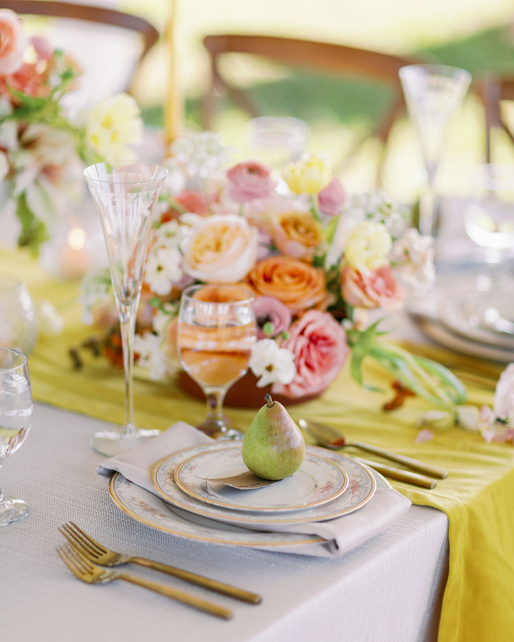 Flower Aisle Wedding Canary Lichen Hues Backyard Wedding