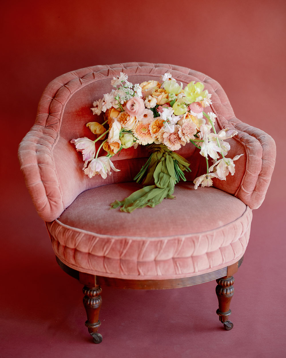 Backyard Flower Aisle Wedding With A Canary and Lichen Palette