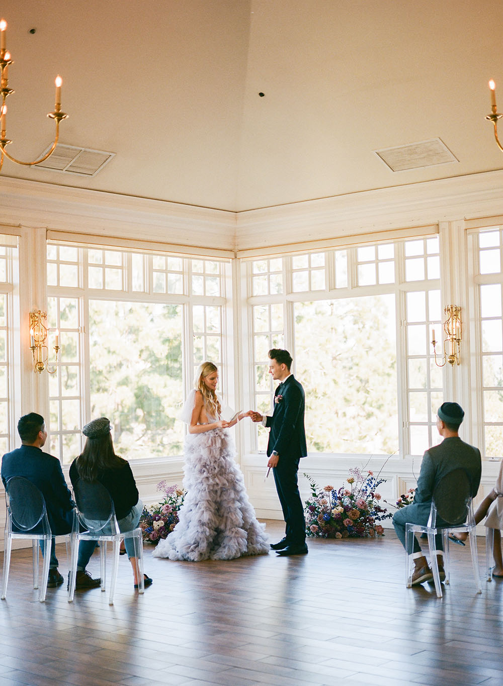 Butterfly Wedding Inspiration Ruffled Lavender Wedding Dress