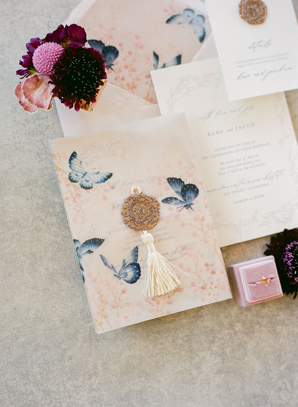 Butterfly Wedding Inspiration Ruffled Lavender Wedding Dress