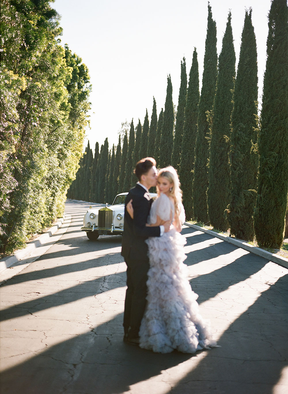 Butterfly Wedding Inspiration Ruffled Lavender Wedding Dress