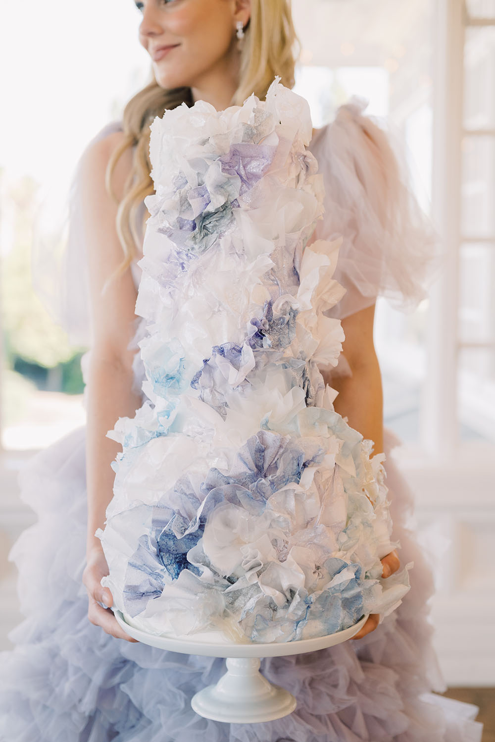 Butterfly Wedding Inspiration Ruffled Lavender Wedding Dress