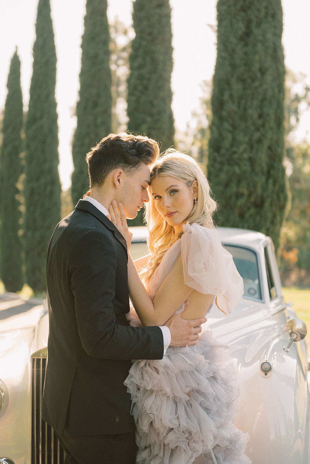 Butterfly Wedding Inspiration Ruffled Lavender Wedding Dress