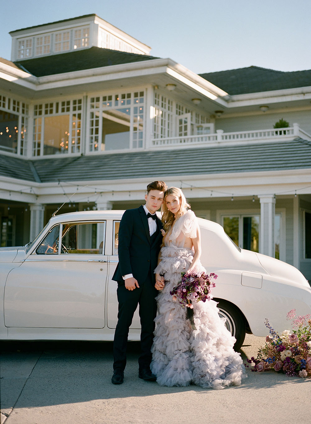 Butterfly Wedding Inspiration Ruffled Lavender Wedding Dress