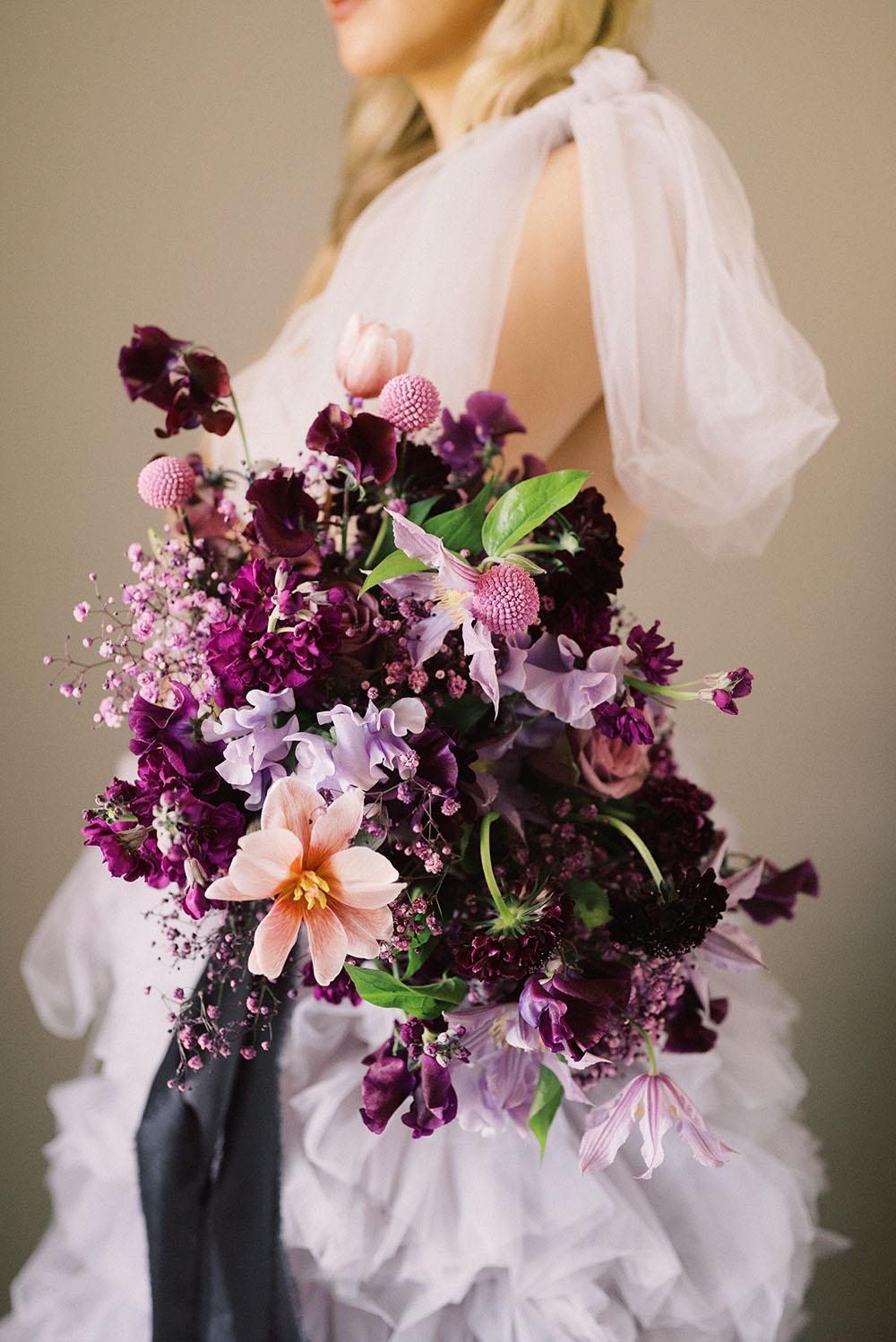 Butterfly Wedding Inspiration Ruffled Lavender Wedding Dress