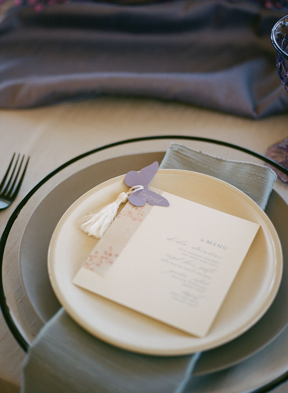 Butterfly Wedding Inspiration Ruffled Lavender Wedding Dress