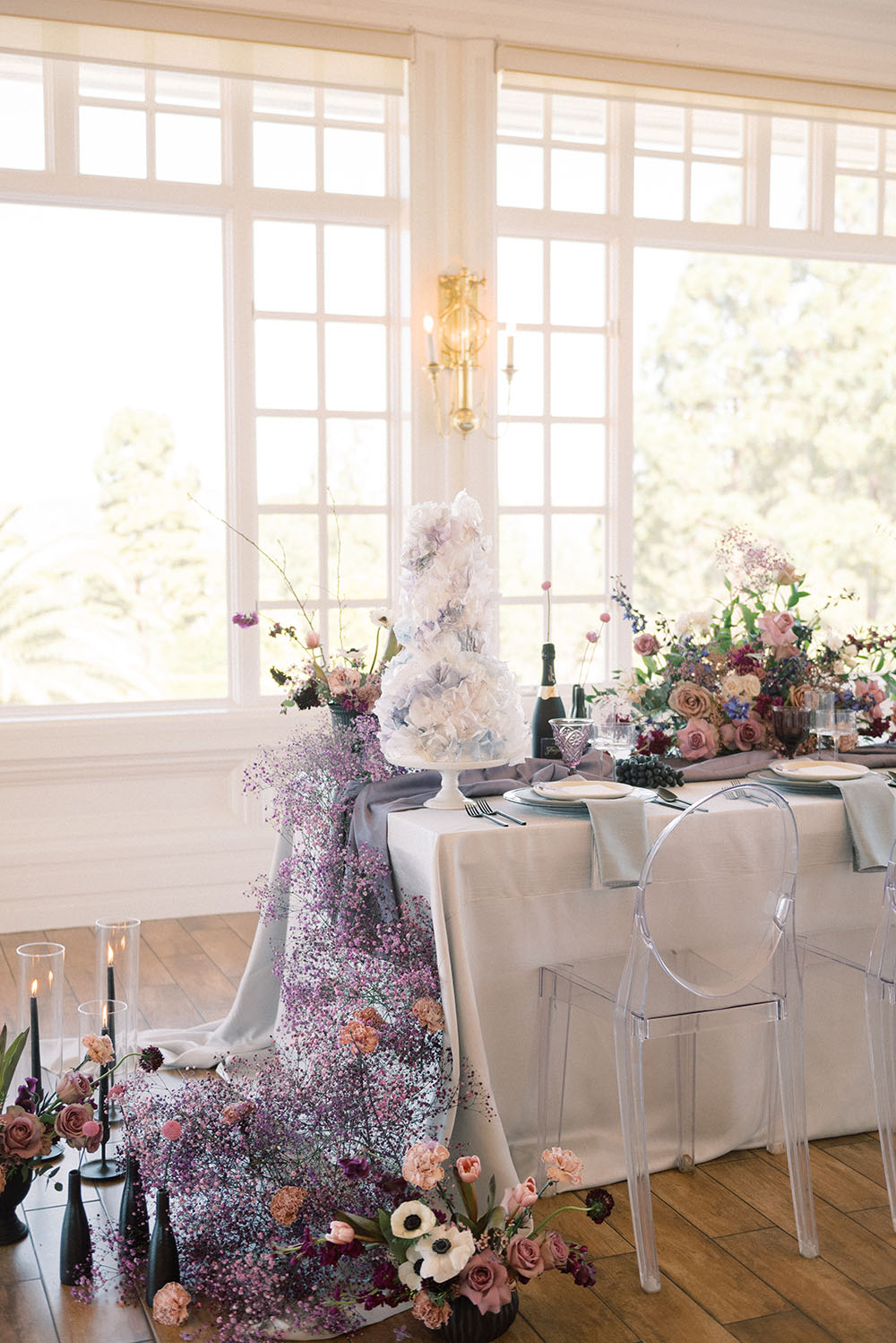 Butterfly Wedding Inspiration Ruffled Lavender Wedding Dress