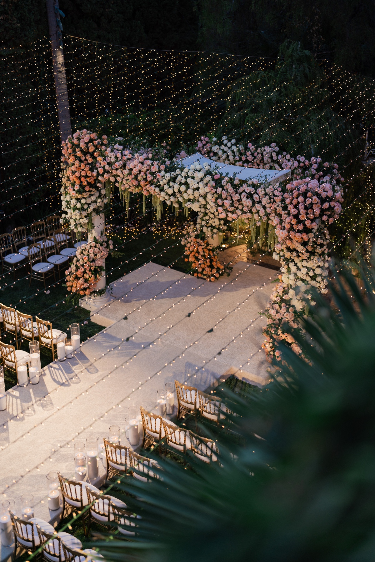 string light cover for wedding ceremony