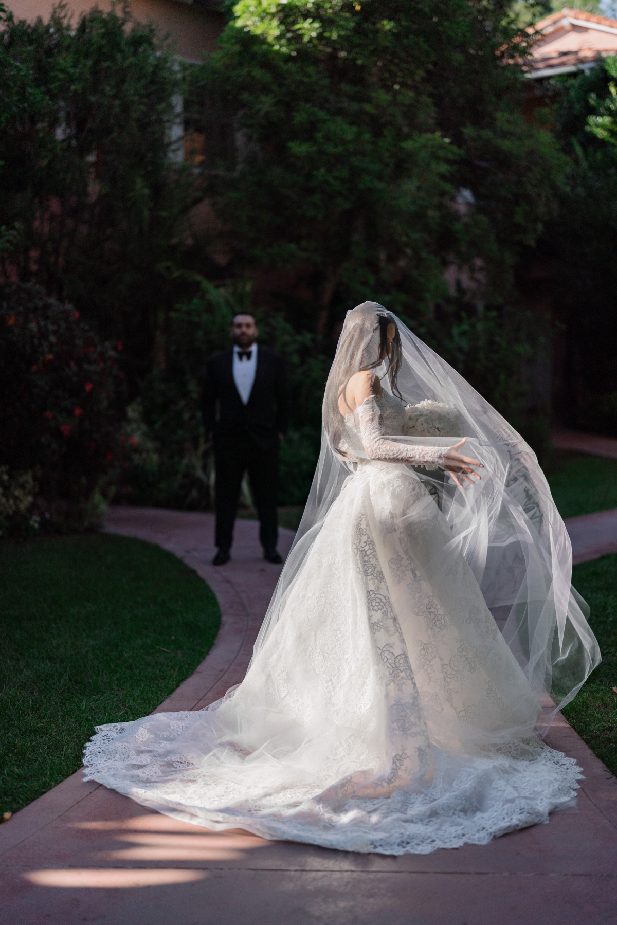 off the shoulder lace long sleeve wedding dress