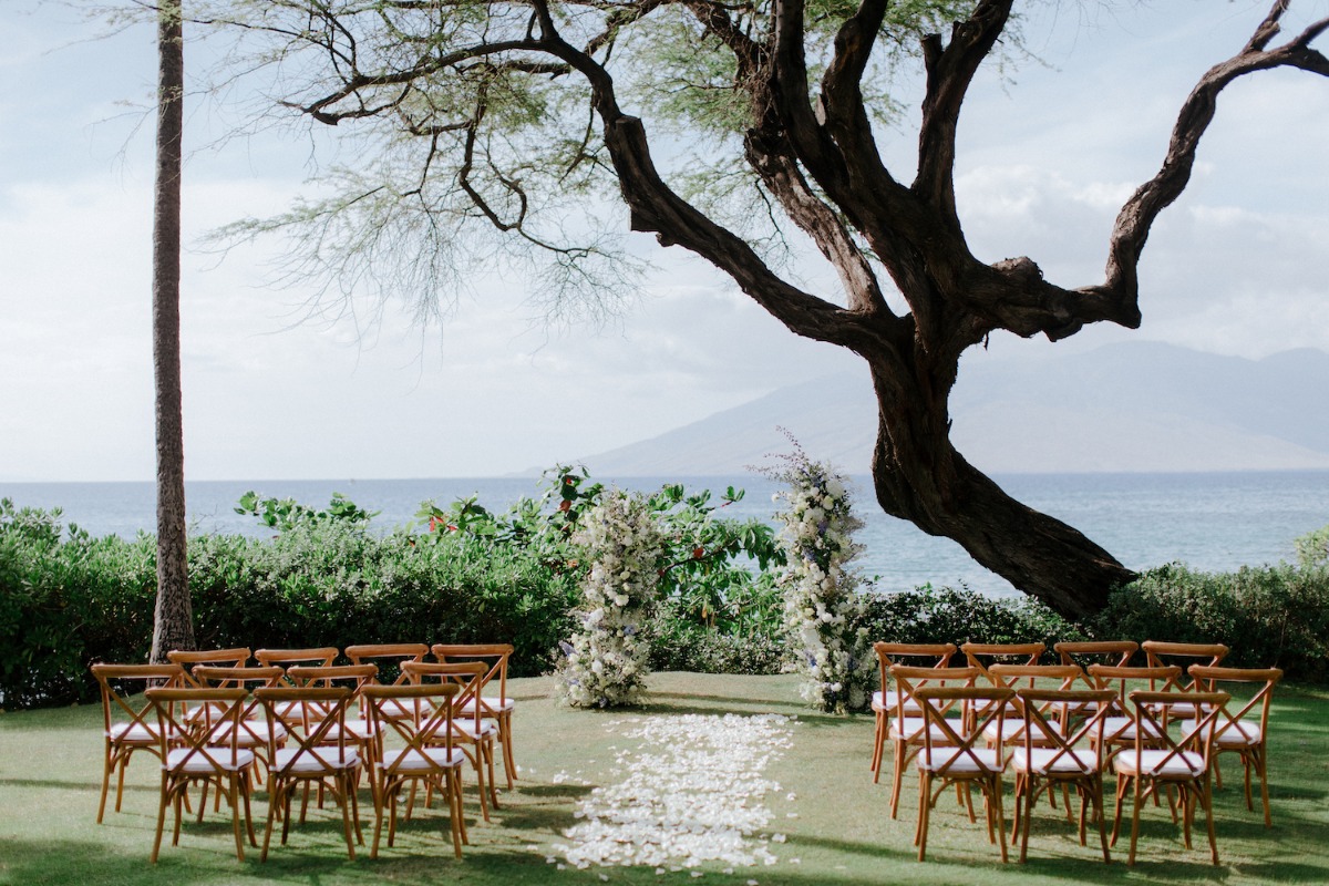 white flower petal aisle