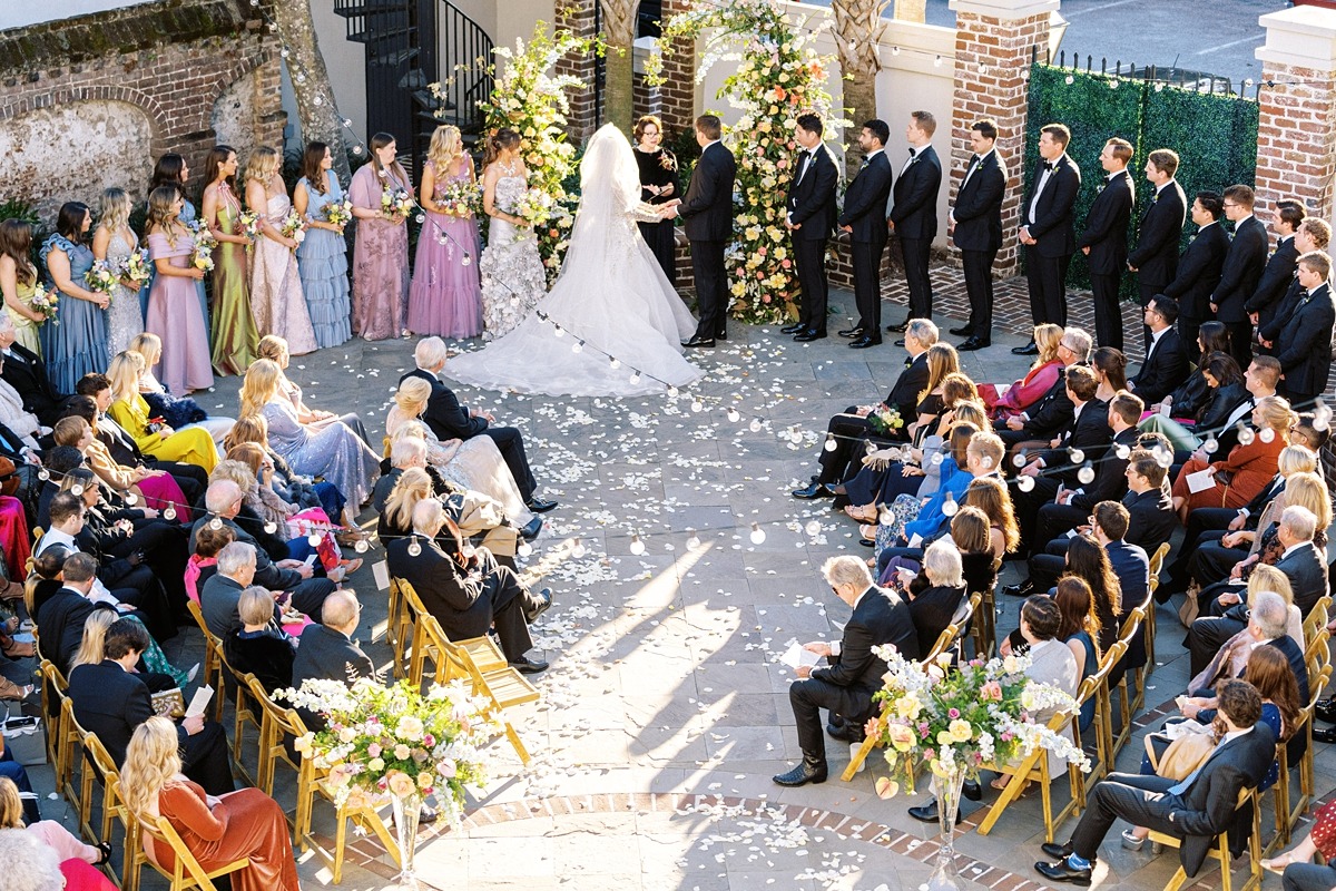 arched wedding ceremony set up