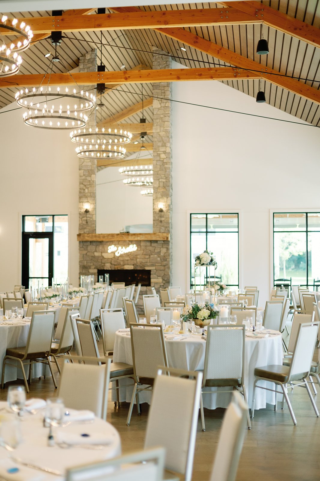 all-white reception decor