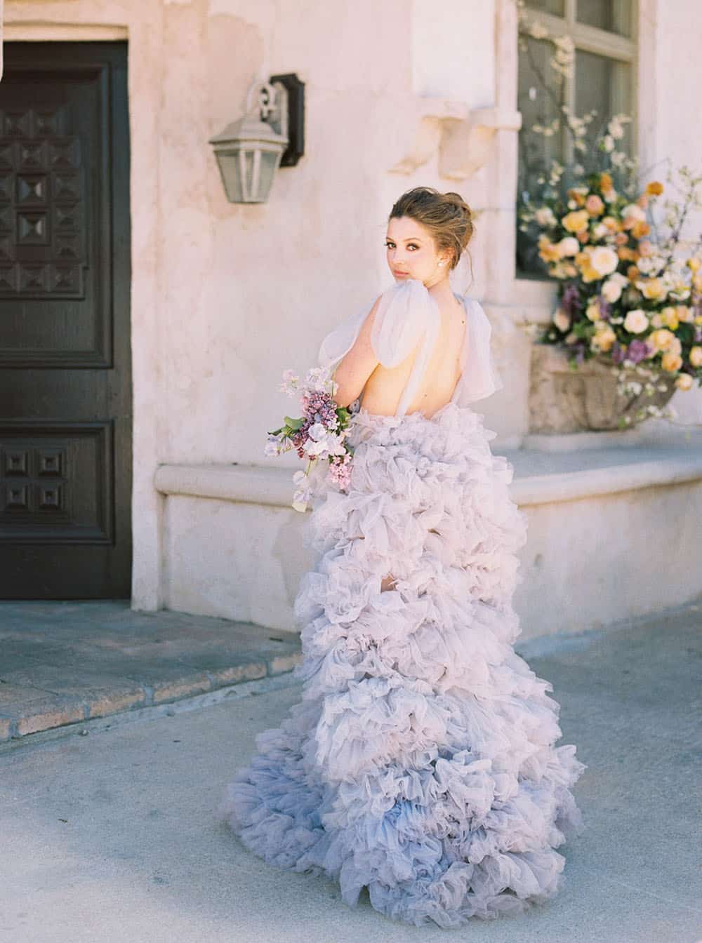 Soft Lilac Wedding Dress Ruffles