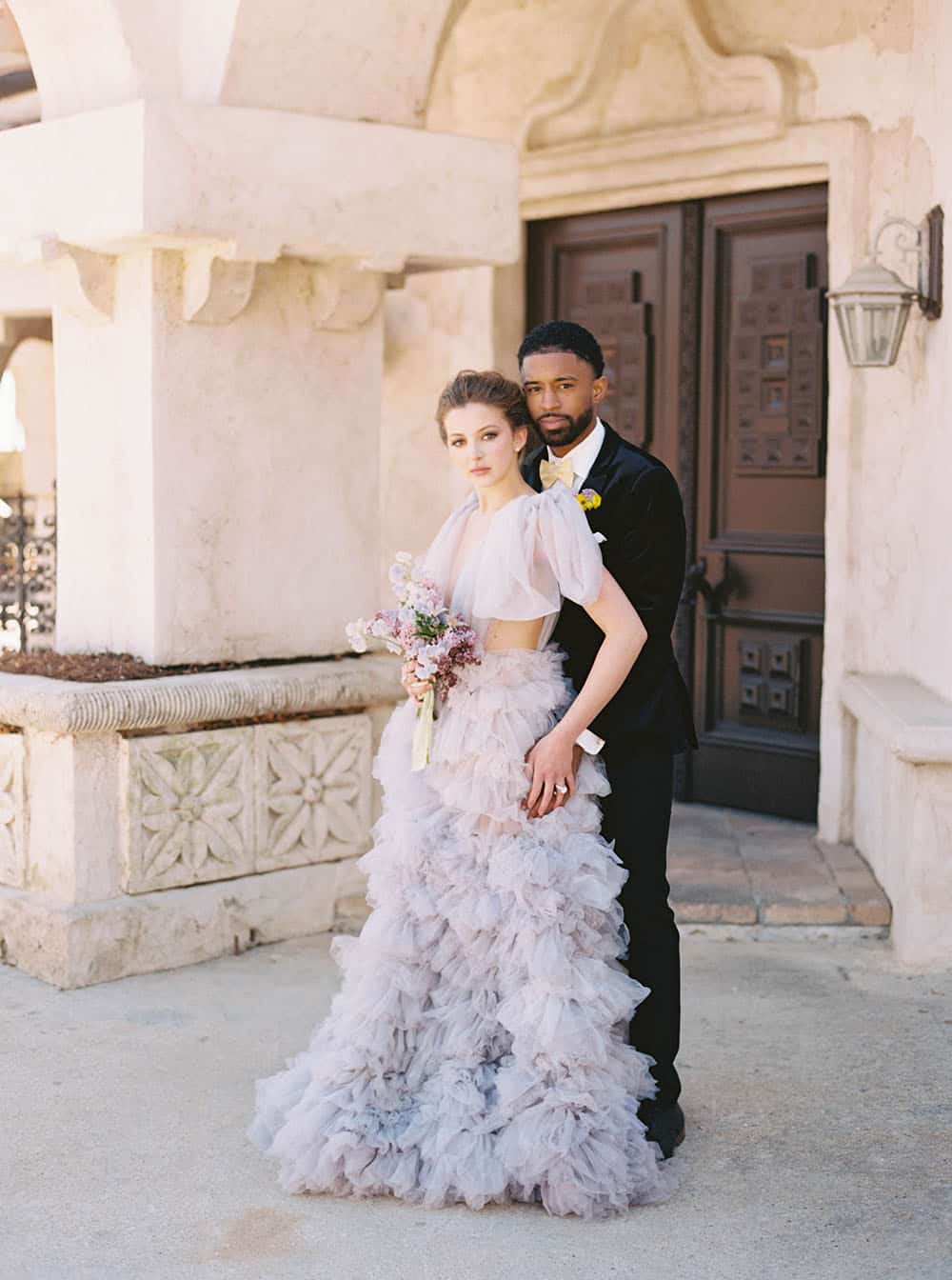 Soft Lilac Wedding Dress Ruffles