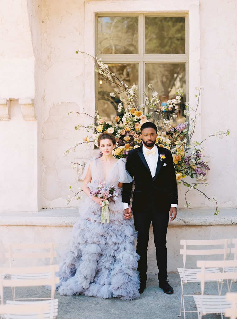 Soft Lilac Wedding Dress Ruffles