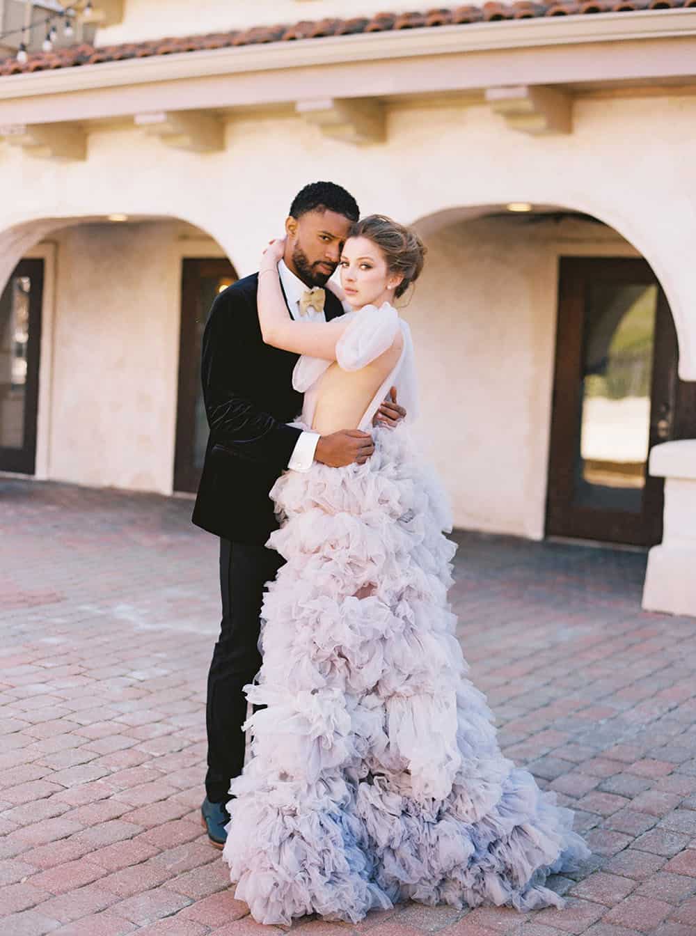 Soft Lilac Wedding Dress Ruffles