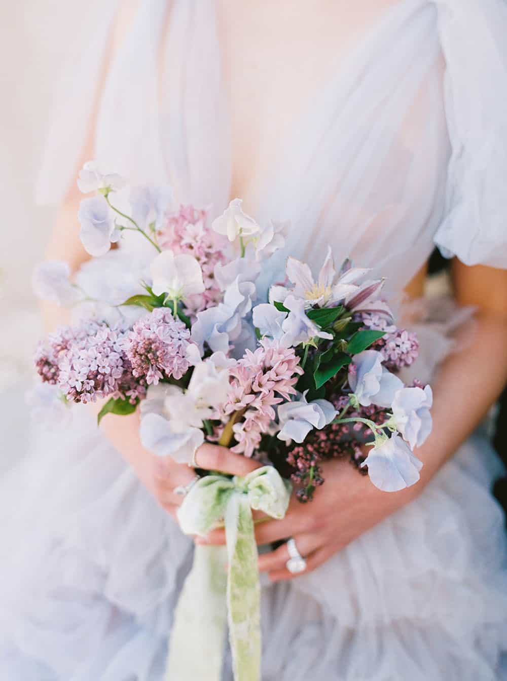 Soft Lilac Wedding Dress Ruffles