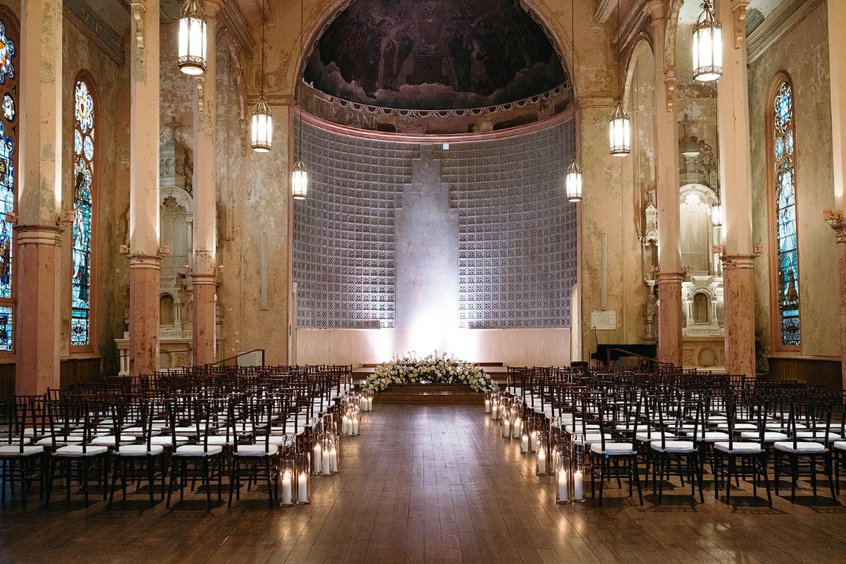 votive wedding ceremony aisle