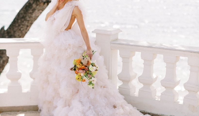 A Ruffled Gown For This Colorful Destination Wedding In Greece