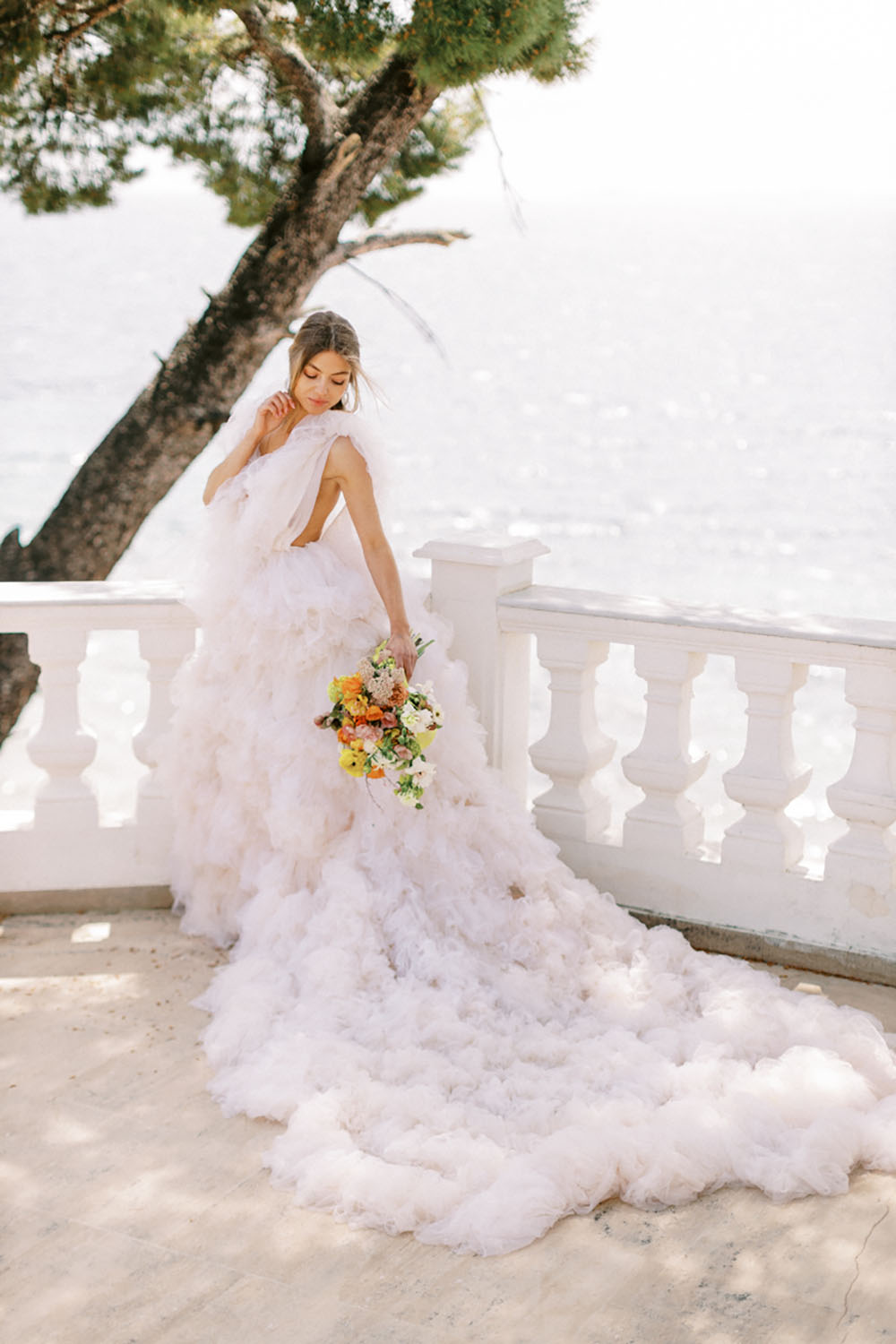 A Ruffled Gown For This Colorful Destination Wedding In Greece