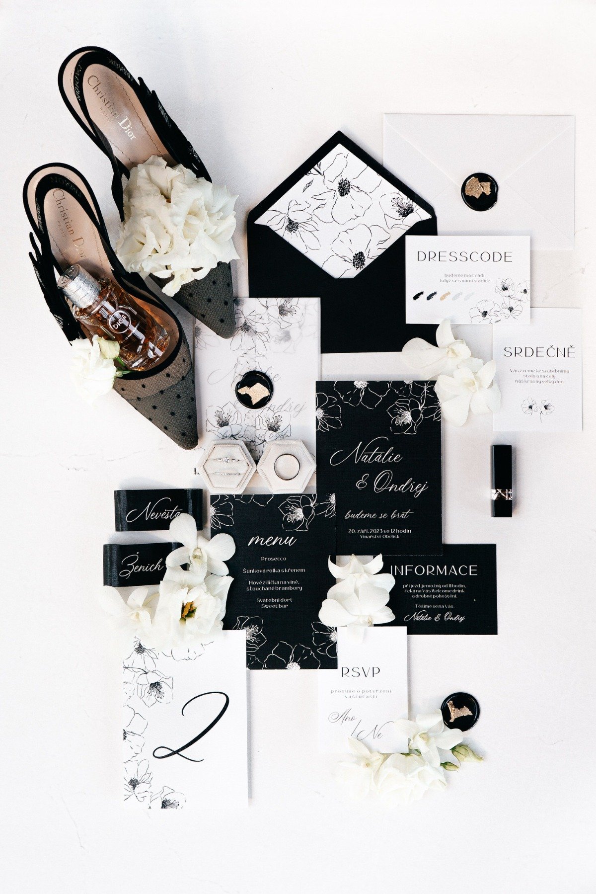 modern black and white wedding invitations