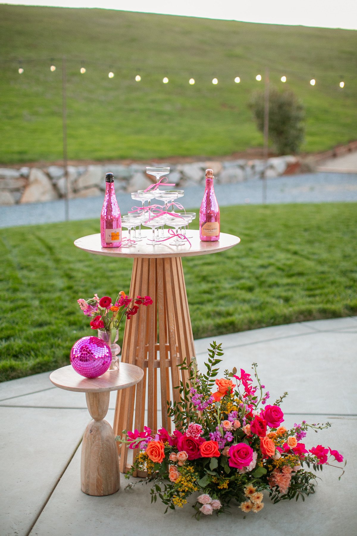 pink sequin champagne bottles