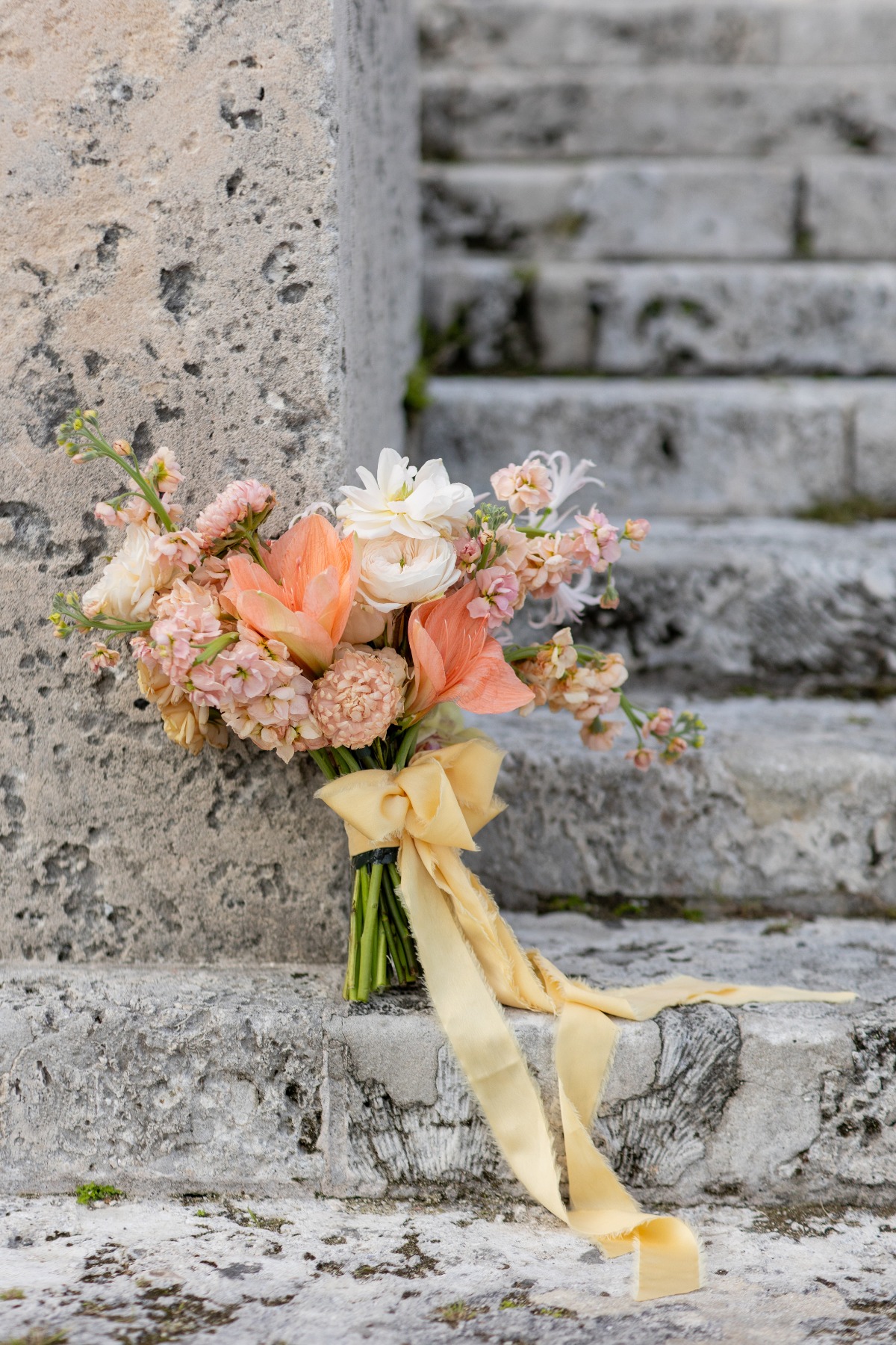 peach and muted yellow bouquet