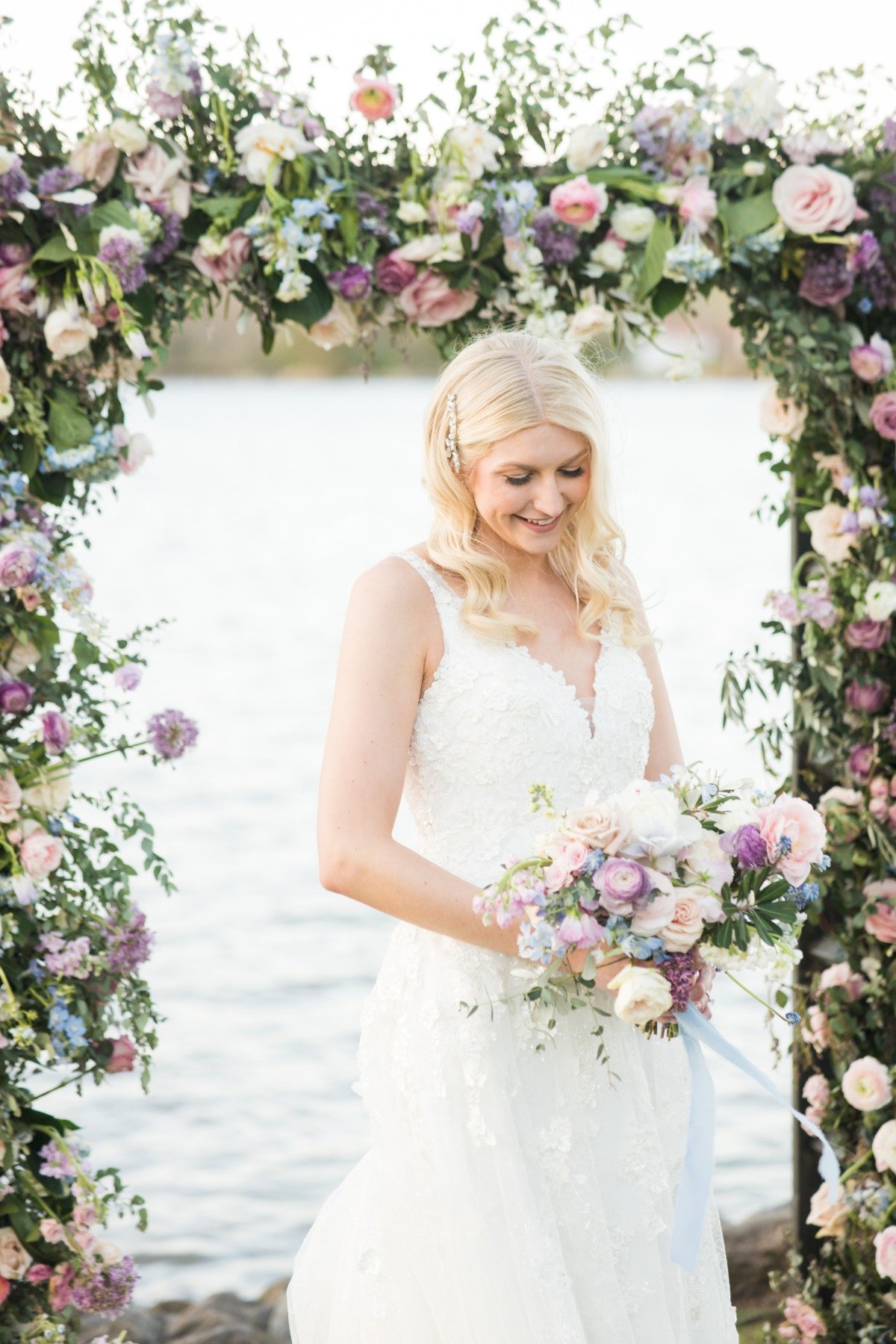 pink purple and blue wedding color palette