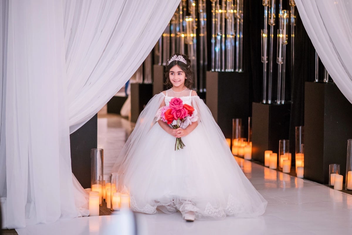 flower girl in tulle ballgown