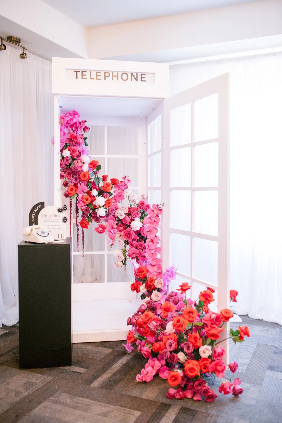 telephone booth with audio guestbook idea for weddings