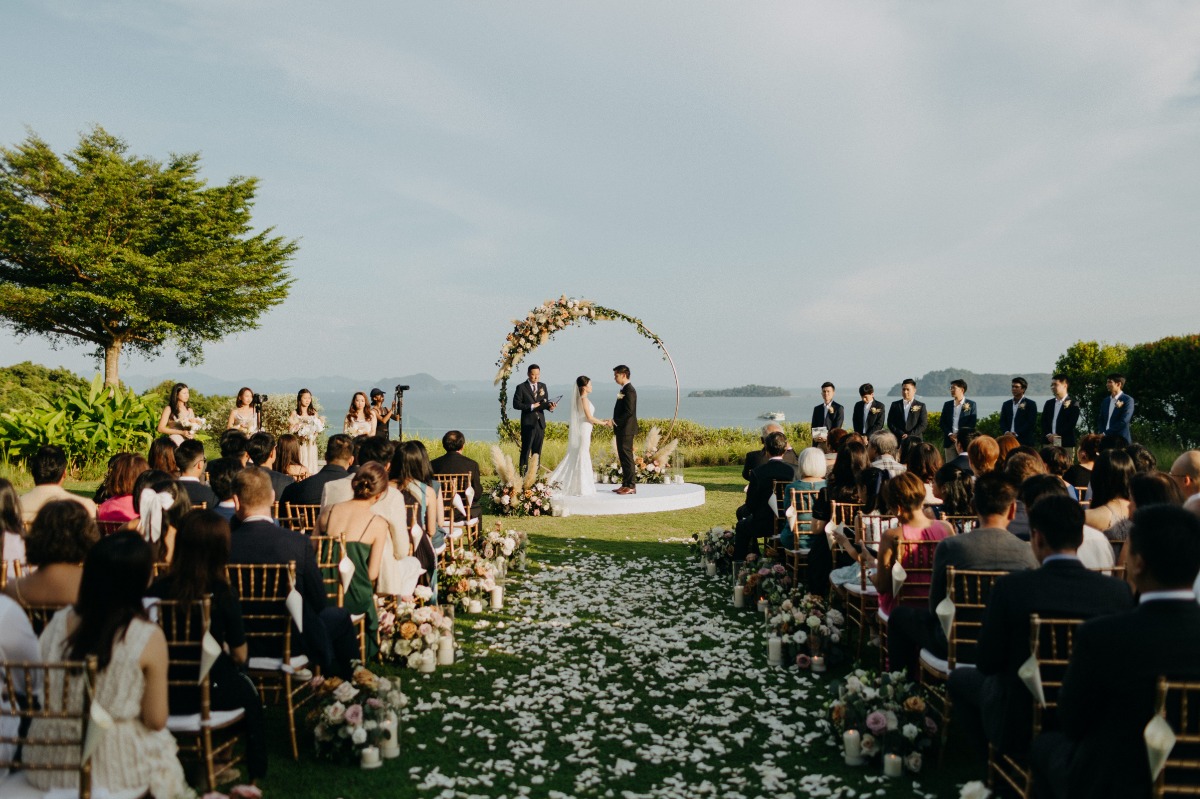 white rose petal aisle